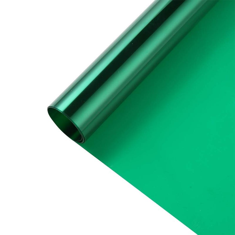 SUMAGITIN Transparent Decorative Window Film Anti UV Colorful Adhesive Vinyl Heat Insulation Solar Window Tinting Sheets Glass Film for Christmas Home Decoration, 17.7Inch x 78.7Inch, Green - Image 1